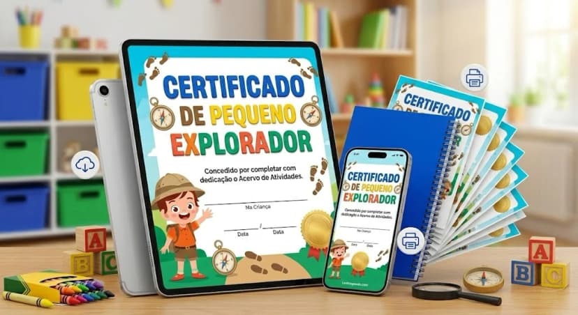 Mockup do Certificado de Pequeno Explorador